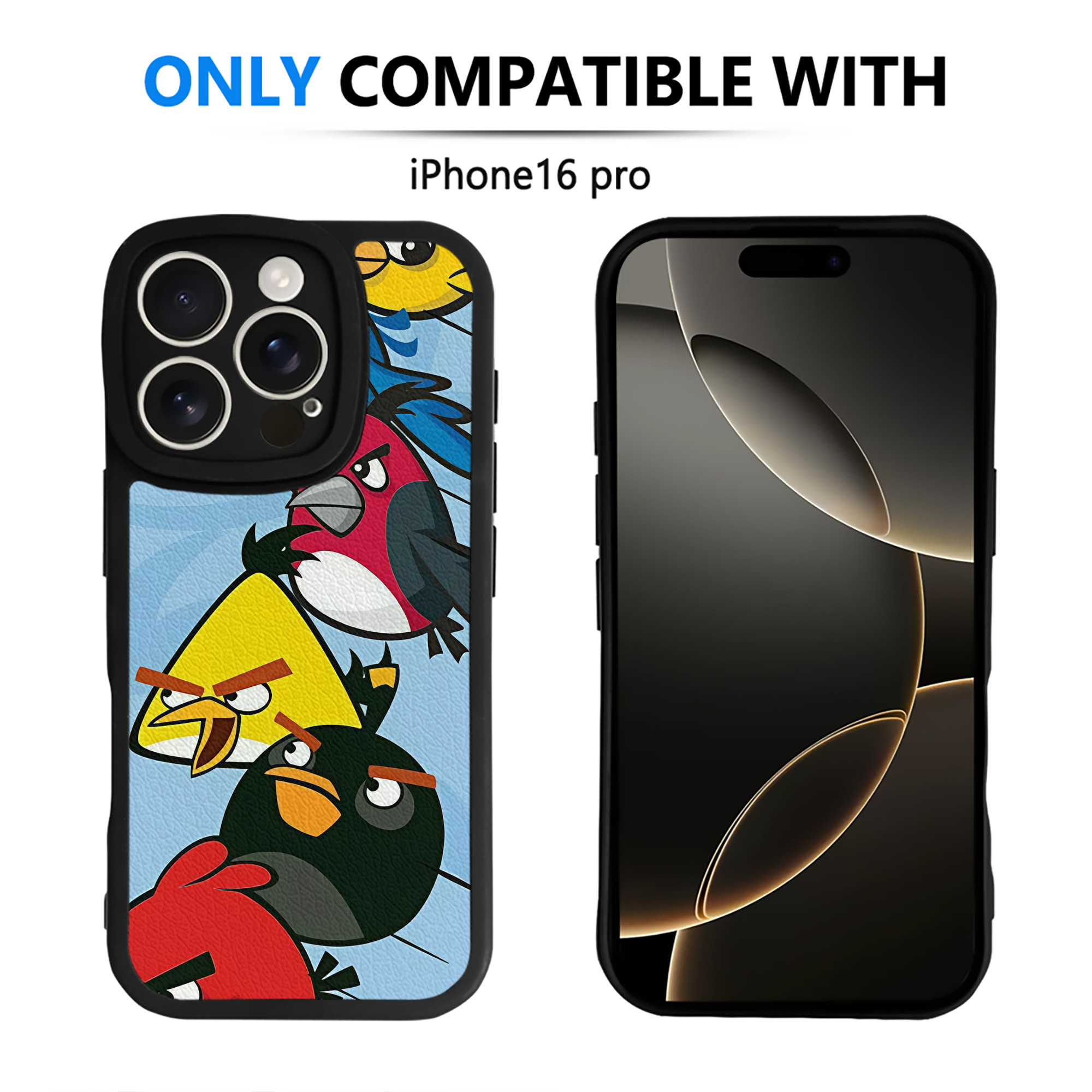 （画像用） Angry Birds アングリーバード 【iPhone 16シリーズ対応】シリコンスマホケース（レザー調） 材質：シリコン